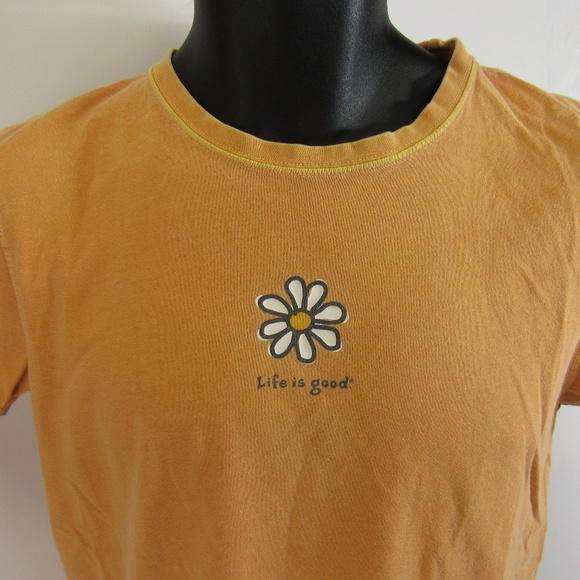 Life Is Good Orange Tshirt Small Flower 